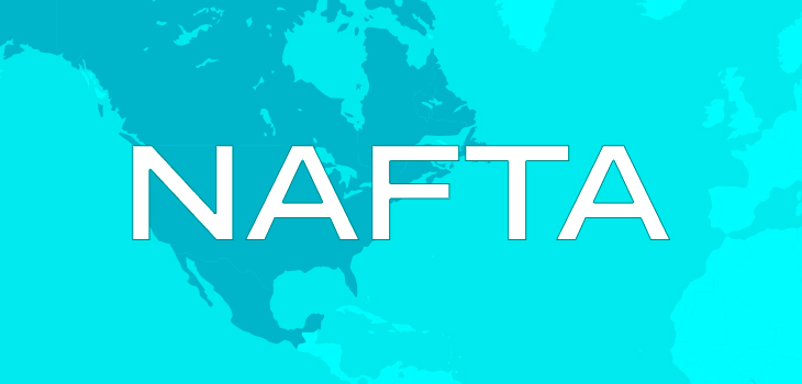 North America map in background and word NAFTA