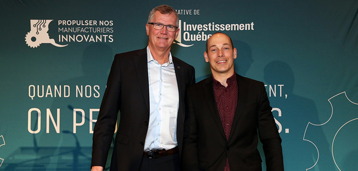 Photo de Pierre Gabriel Côté, président-directeur général d'Investissement Québec, et de Mathieu St-Onge, directeur général de Griffe Cuisine Inc.