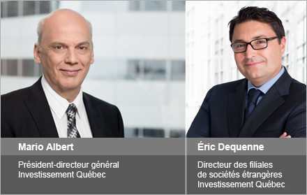 Photo de Mario Albert, président-directeur général et Éric Dequenne, directeur des filiales de sociétés étrangères, Investissement Québec