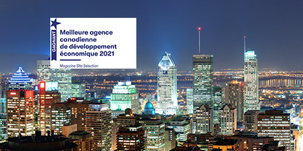 Photo de la ville de Montréal avec la mention Meilleure agence canadienne de développement  économique 2021
