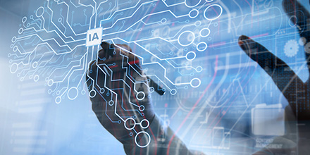 Artificial Intelligence (AI), machine learning with data mining technology on a virtual dachboard. Double exposure, manual businessman concept. Documents finance graphic.