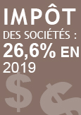 Illustration indiquant impôt des sociétés de 26,6 % en 2019