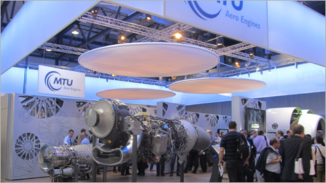 Exhibition hall at ILA Berlin Air Show 2014