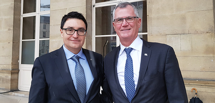 From left to right: Éric Dequenne, Vice-President, International Affairs, Investissement Québec, and Pierre Gabriel Côté, President and CEO, Investissement Québec