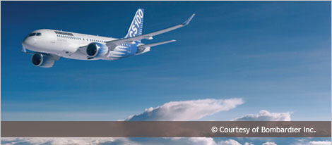 Picture of a CS100 airplaine - Courtesy of Bombardier