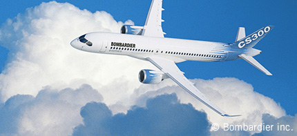 Photo of a Bombardier CSeries jet, courtesy of Bombardier inc.