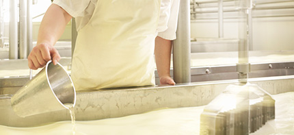 Photo d’un homme travaillant à la fabrication d’un fromage  