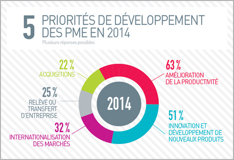 Graphique représentant les cinq priorités de développement des PME en 2014
