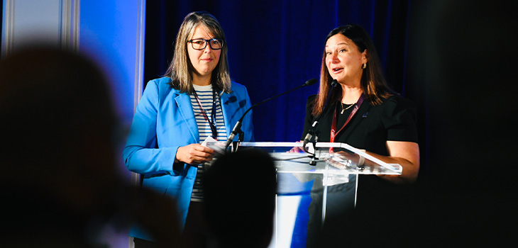 Photo de Catherine Beaudoin, directrice régionale principale, Québec Ouest, et de Guylaine Larose, directrice régionale, Laval et Outaouais, lors de l’événement
