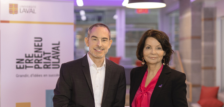 De gauche à droite: Simon Chouinard, Directeur général d’Entrepreneuriat ULaval, et Lyne Dubois, vice-présidente, Investissement Québec – CRIQ.