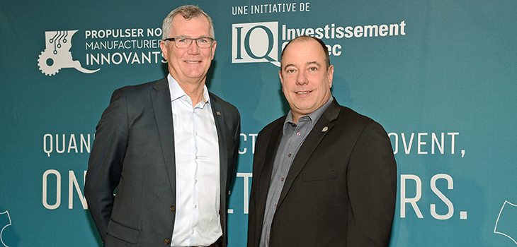 Photo de Pierre Gabriel Côté, président-directeur général d'Investissement Québec, et de Marc Savard, président de la Fonderie Saguenay