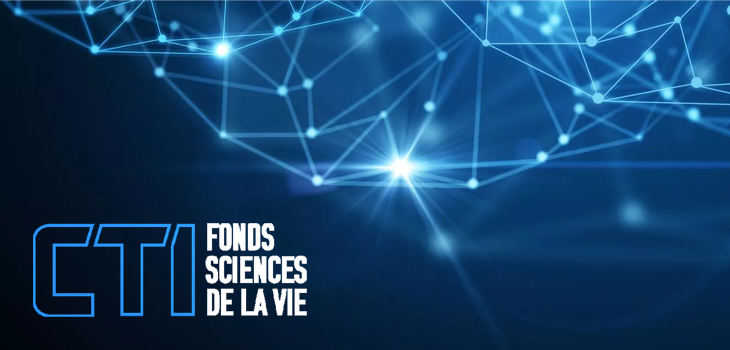 Logo de CTI Fonds sciences de la vie sur fond bleu