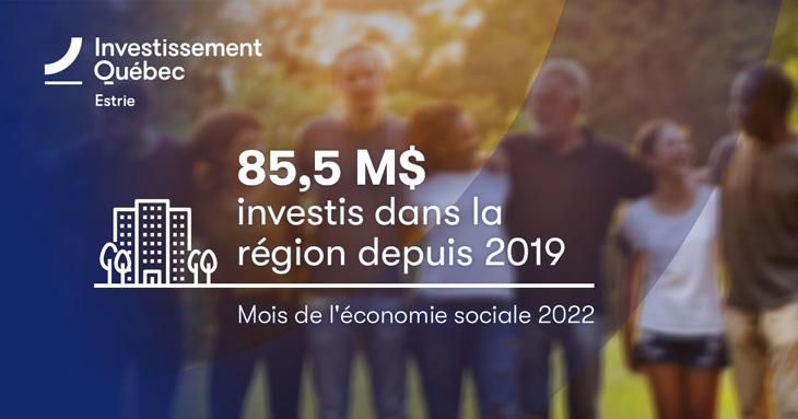 Bannière Investissement Québec – Estrie, mois de l’économie sociale