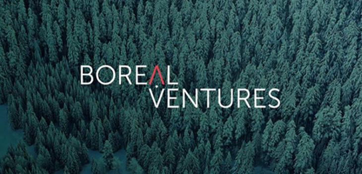 Image de la forêt boréale avec le logo de Boreal Ventures