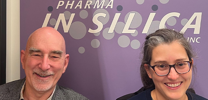 François Arcand, président et Myriam Laprise-Pelletier, coordinatrice scientifique, accueillent la clôture du financement de Pharma in silica.