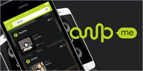 Illustration de téléphones portables et logo d'AmpMe