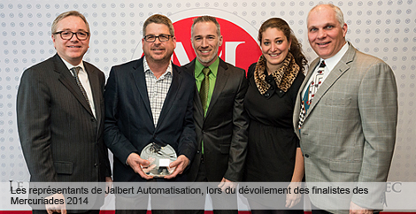 Photo des représentants de Jalbert Automatisation, lors du dévoilement des finalistes des Mercuriades 2014