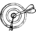 Bild einer Zielscheibe mit Wurfpfeil