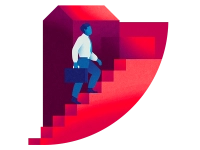 Un homme d'affaires monte un escalier