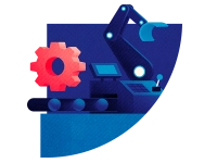 Un rouage sur le chaîne de production qui comporte un bras robotisé