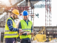 Deux travailleurs de la construction sur un chantier