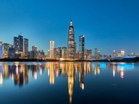 Vue nocturne de la ville de Shenzen en Chine