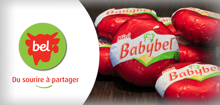 Bel Canada's logo, Mini Babybel cheese and text indicating « Du sourire à partager »