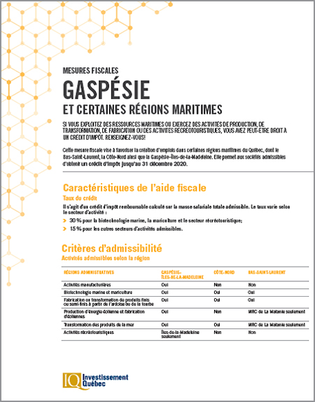 Fiche simplifiée Gaspésie et régions maritimes